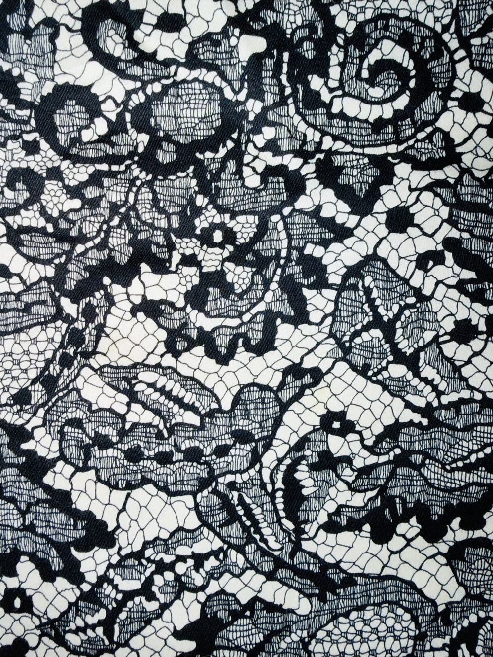 100% Cotton Van Heusen Paisley Black & Cream Lace-Print Lined Pencil Skirt 💝 - Picture 2 of 7